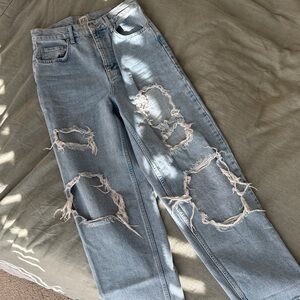 BDG Light Blue Distressed Baggy Leg Jeans